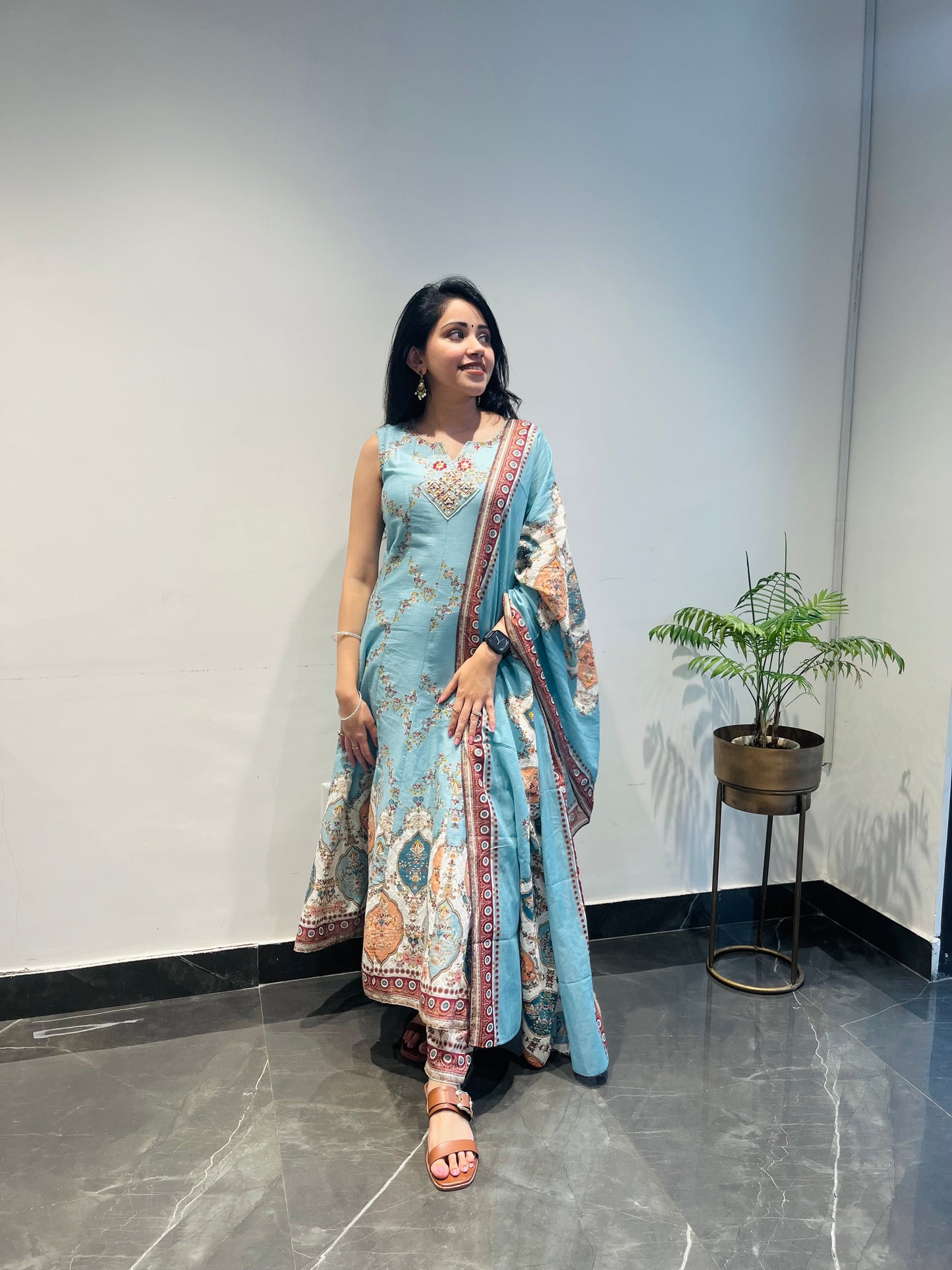 Blue Majesty Pure Mulmul Cotton Suit Set