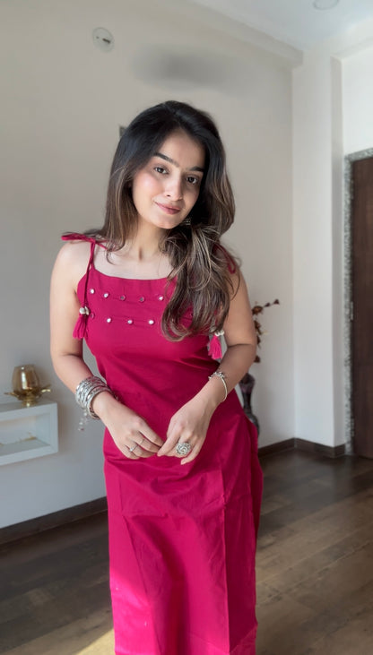 Pink Paradise Cotton Sleeveless Kurta Palazzo Set