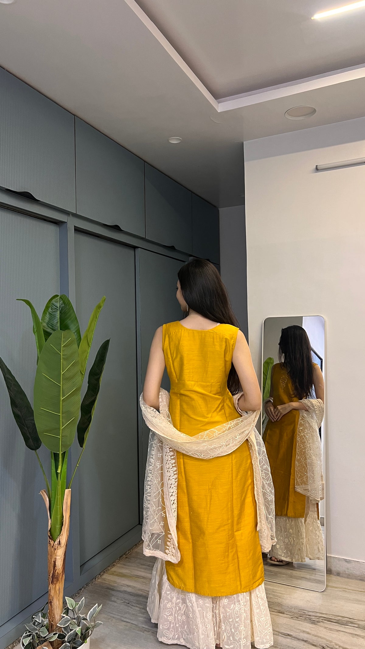Marigold Muse – Mustard Embroidered Kurti Sharara Set with Dupatta