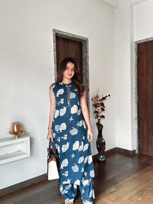 Royal Blue Pure Cotton Co-ord Set