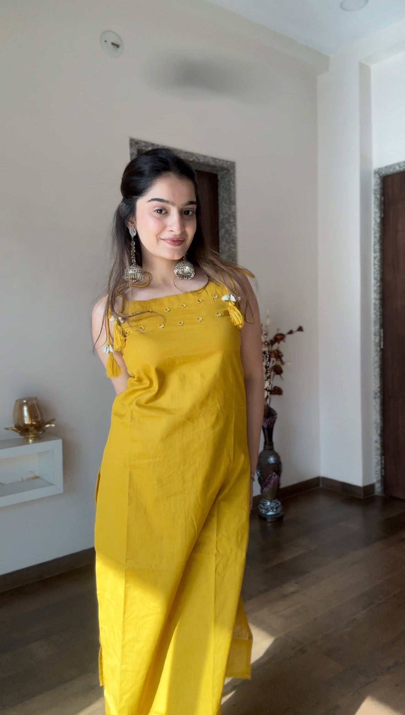 Sunshine Luxe Cotton Sleeveless Kurta Palazzo Set