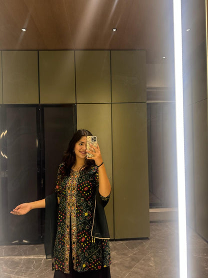 Emerald Green Bandhani Palazzo Set