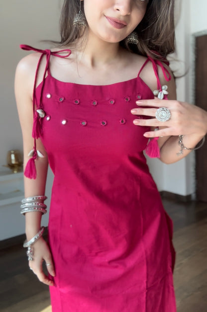 Pink Paradise Cotton Sleeveless Kurta Palazzo Set