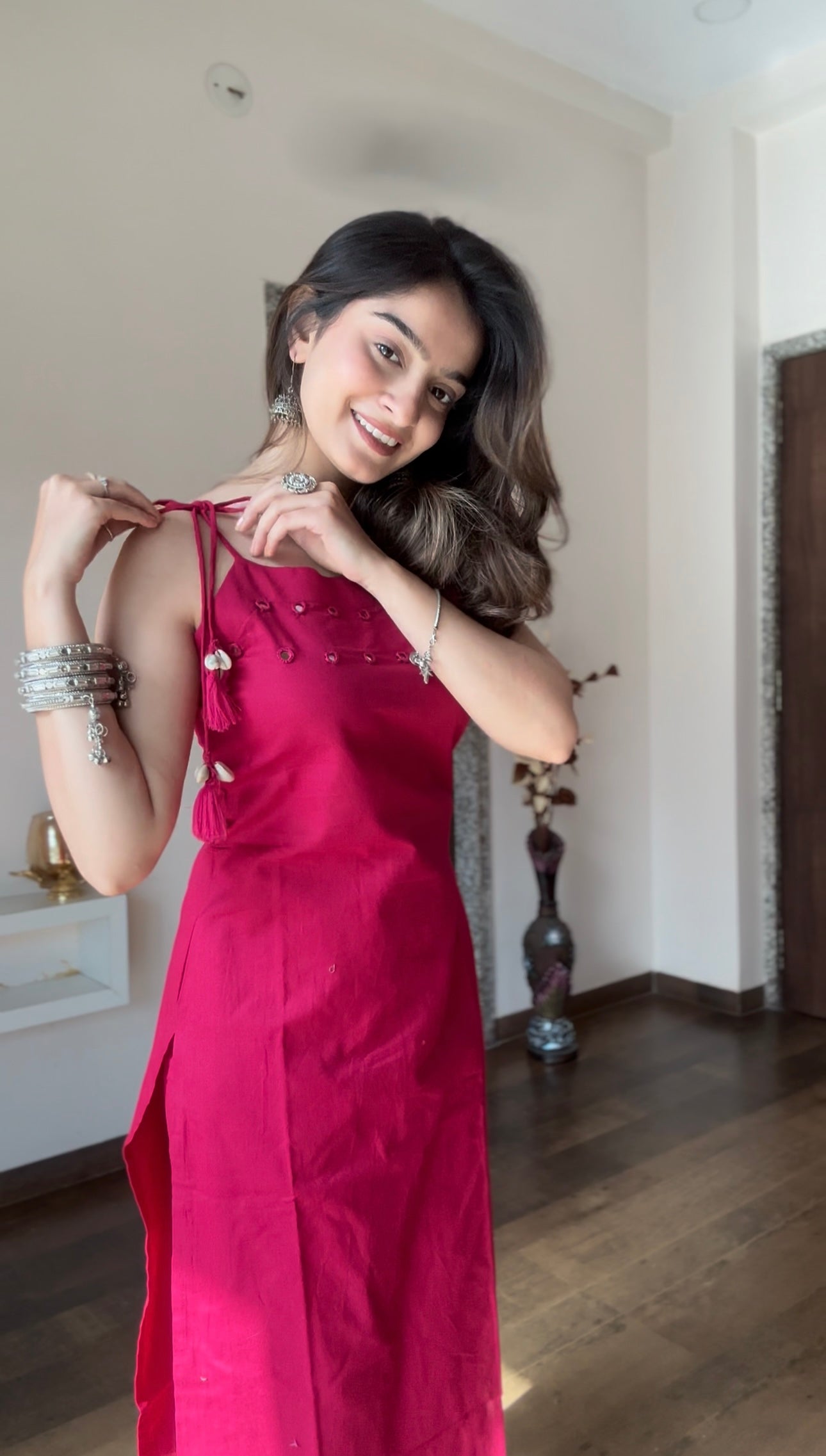 Pink Paradise Cotton Sleeveless Kurta Palazzo Set