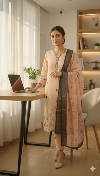 Peach Aura Nazakat Kurta Pant Set