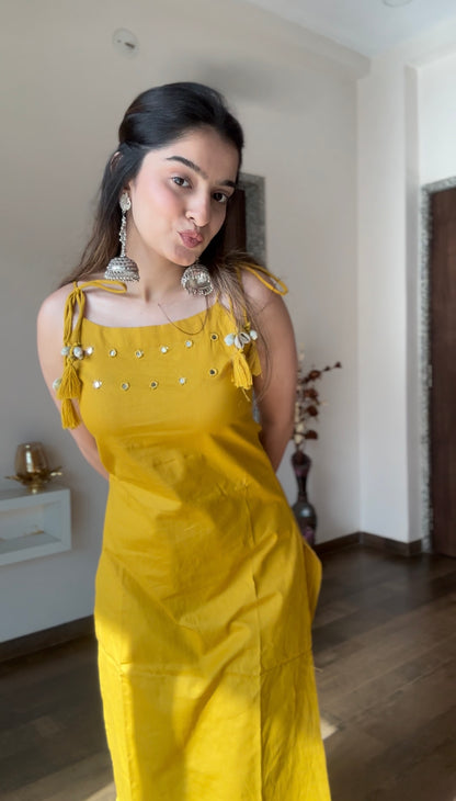 Sunshine Luxe Cotton Sleeveless Kurta Palazzo Set