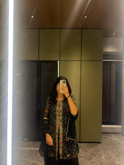 Emerald Green Bandhani Palazzo Set