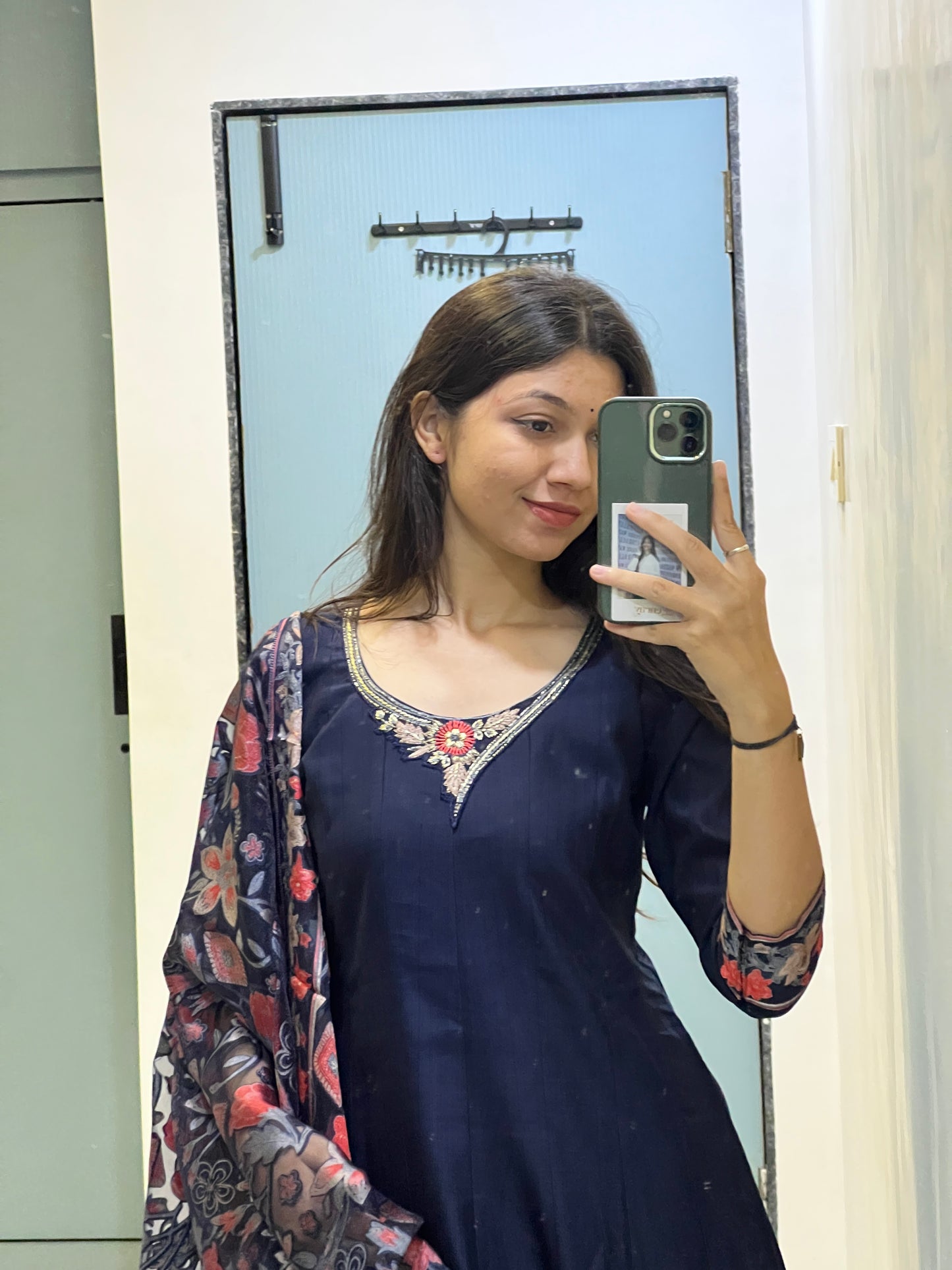 Midnight Blue Pure Cotton Anarkali Suit Set