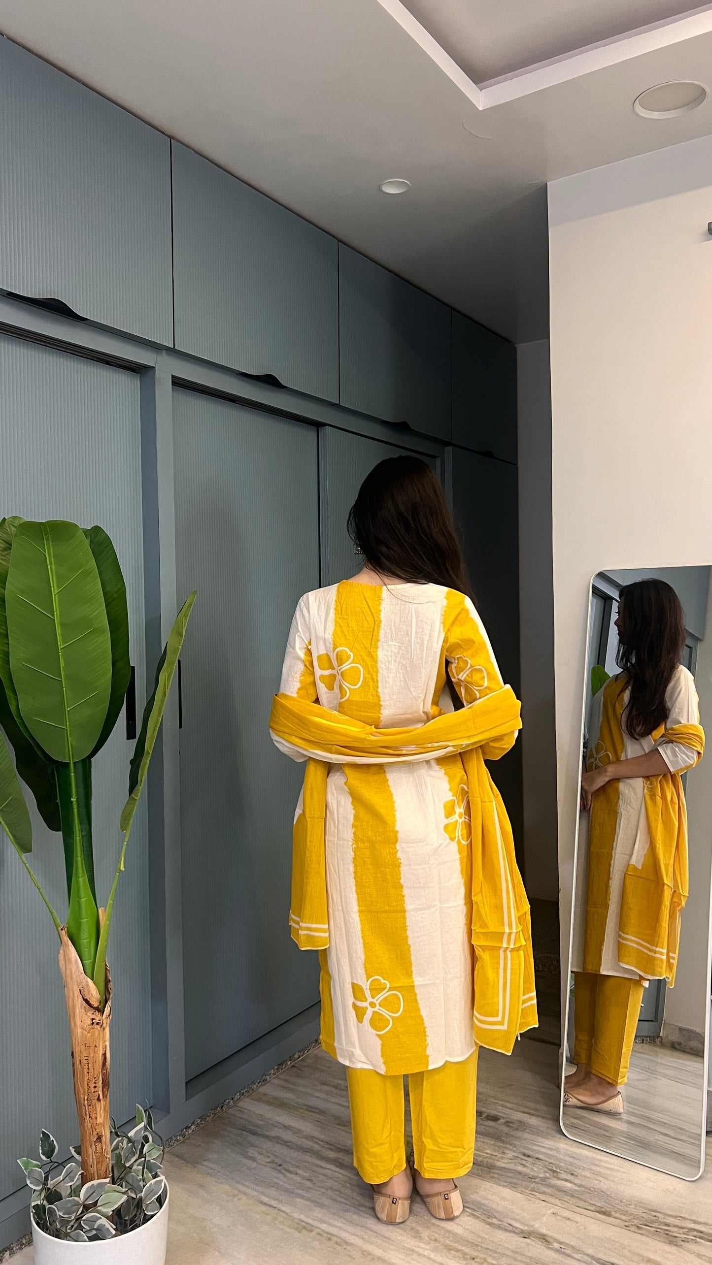 Sunlit Bloom — Mustard & Ivory Printed Kurta Pant Set