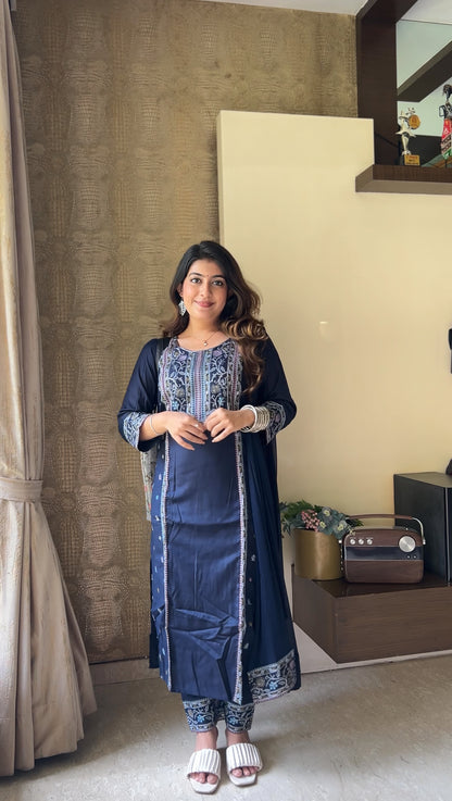 Sapphire Blue Pure Cotton Kurta Pant Set