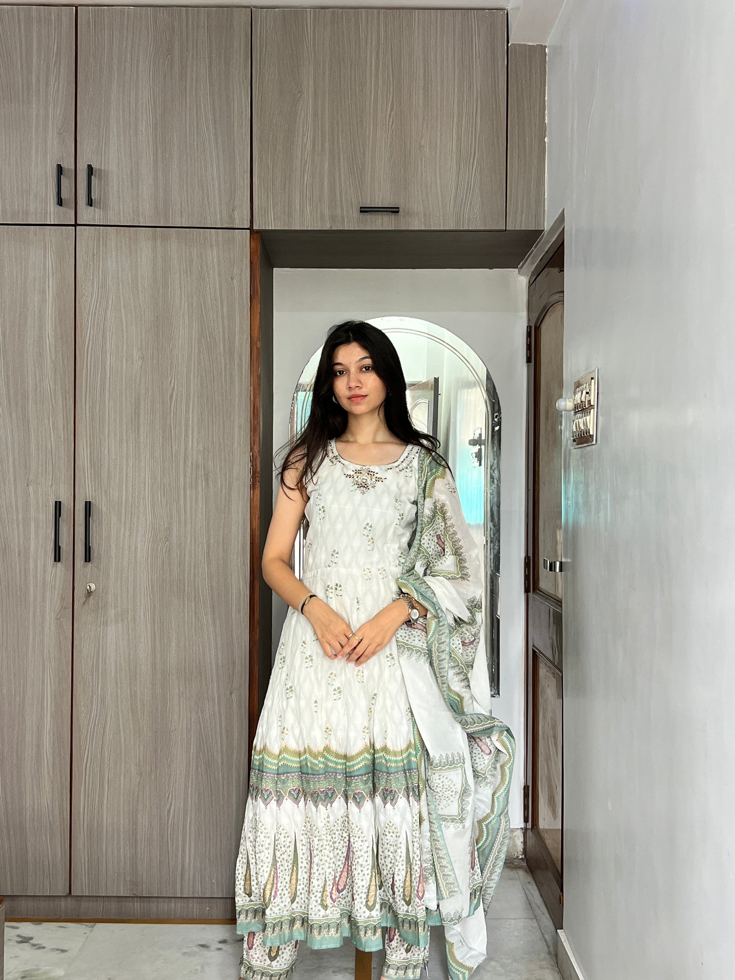 Pista Green Mulmul Cotton Suit Set