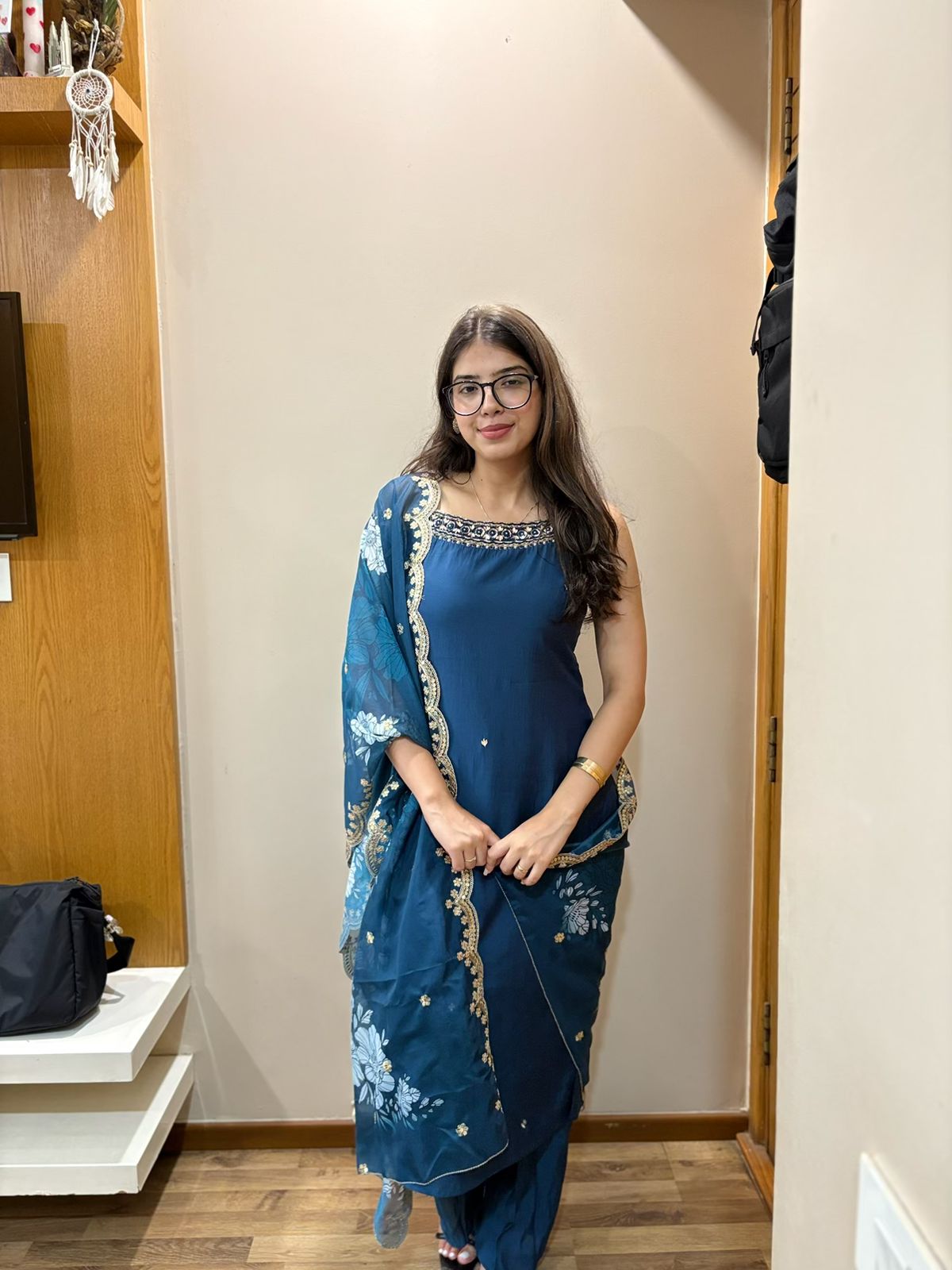 Sapphire Blue Handwork Kurta Pant Set