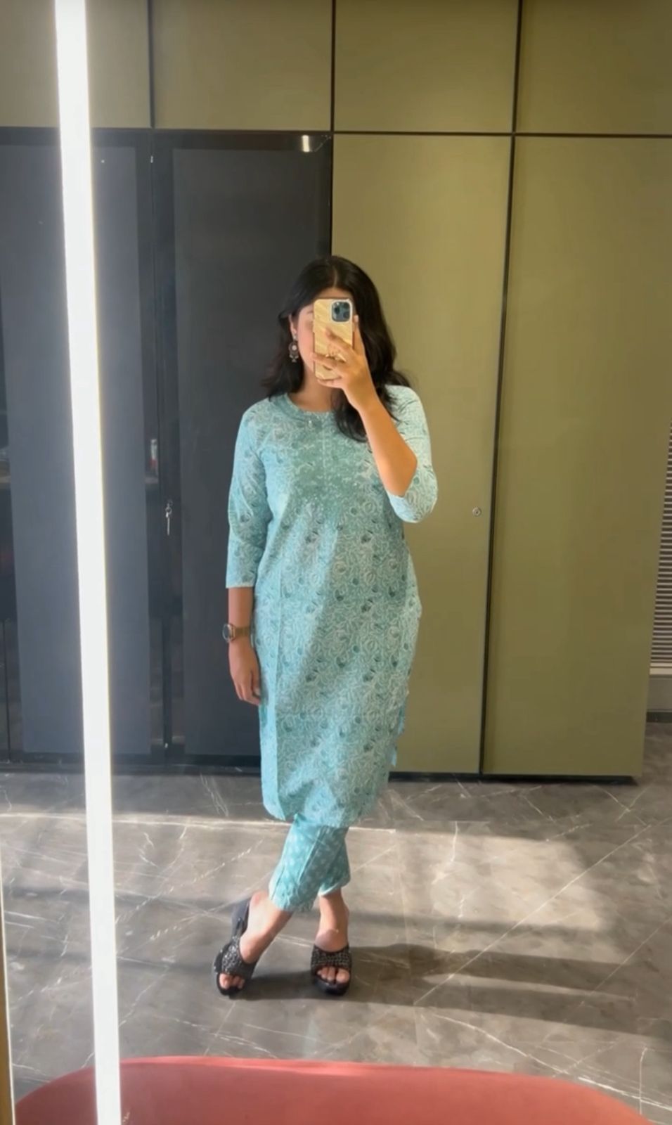 Aqua Green Pure Cotton Kurta Set