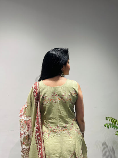 Pista Ivy Mulmul Cotton Anarkali Suit Set