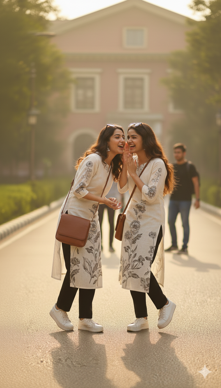 Creamy Crepe Handwork & Printed Kurti