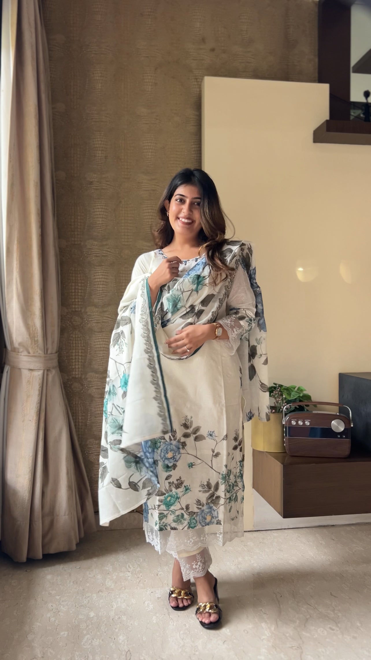 Silver Mist Mulmul Cotton Kurta Pant Set