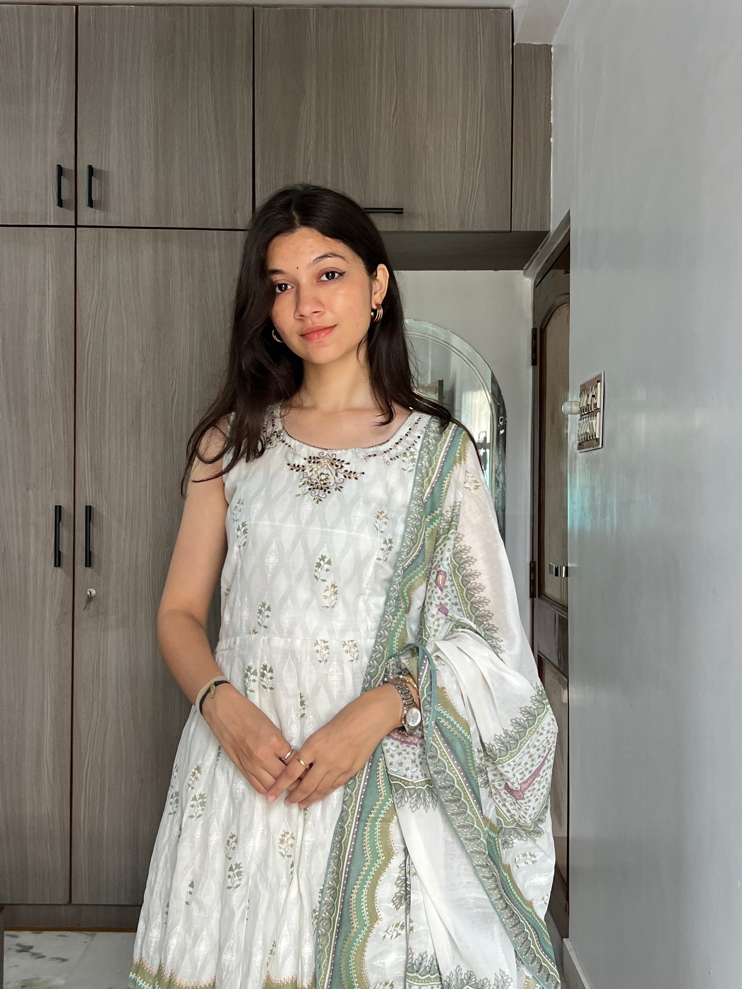 Pista Green Mulmul Cotton Suit Set