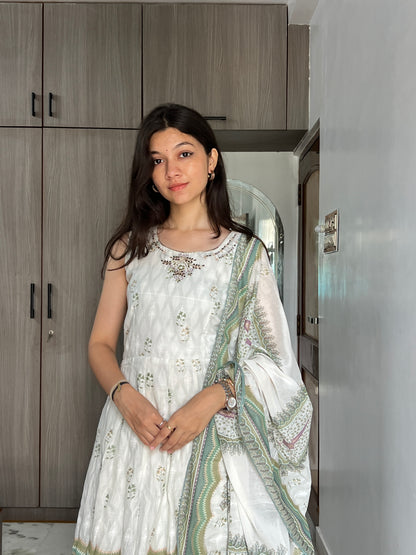 Pista Green Mulmul Cotton Suit Set