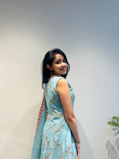 Blue Majesty Pure Mulmul Cotton Suit Set