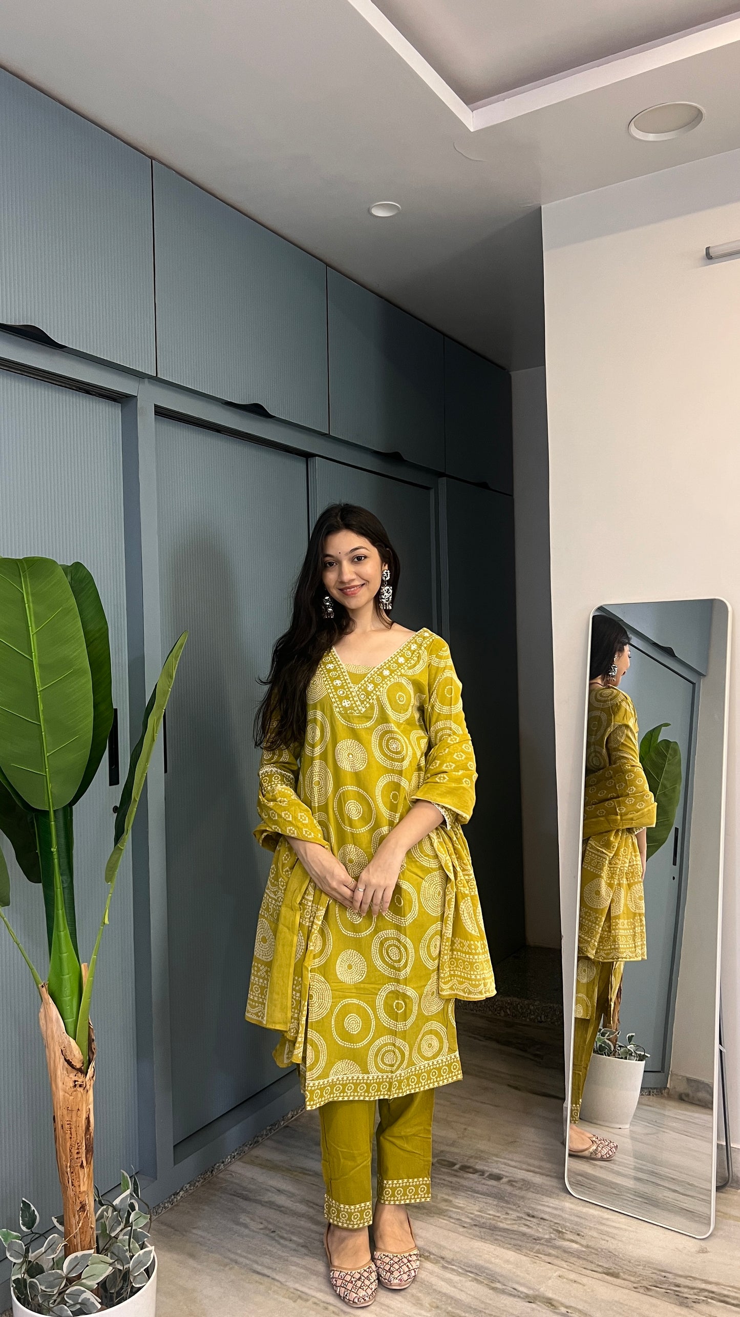 Olive Muse — Pure Cotton Printed Kurta Pant Set with Dupatta