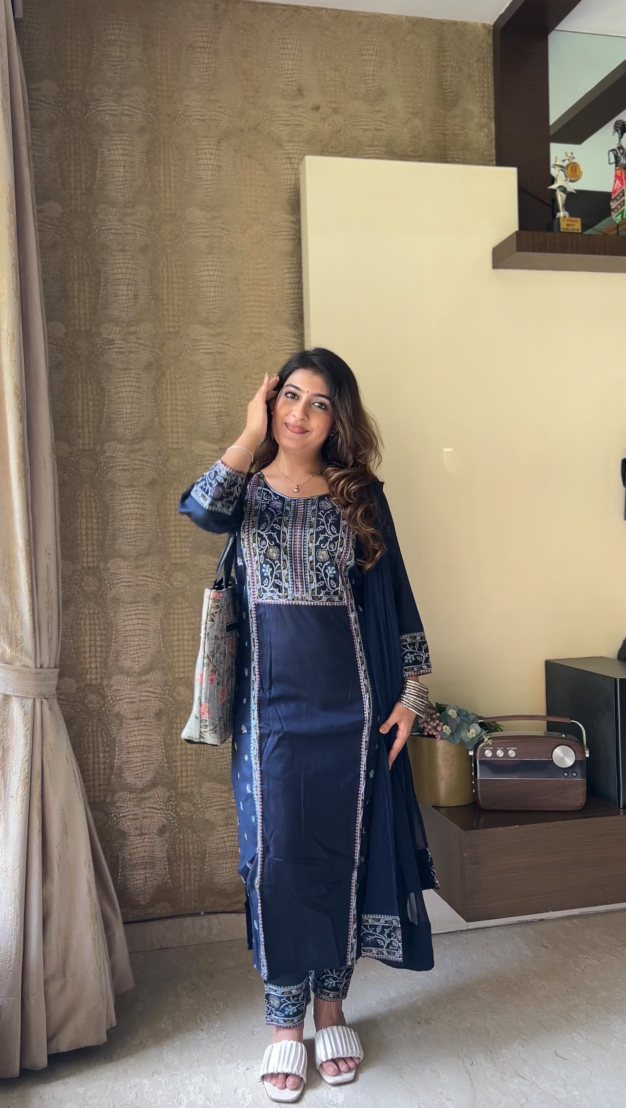 Sapphire Blue Pure Cotton Kurta Pant Set