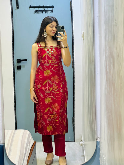 Scarlet Bloom Luxe Mirror Embroidered Set